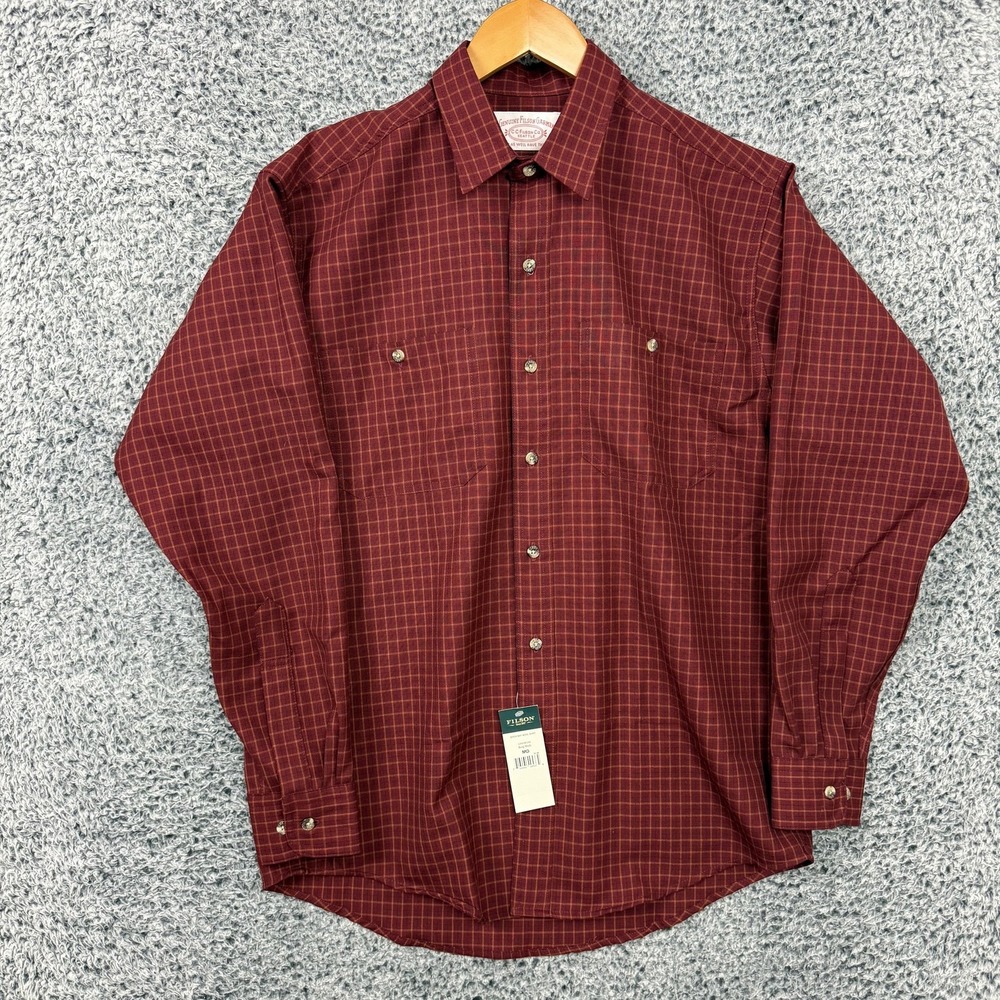 Vintage CC Filson Shirt Mens Medium Red Plaid Wool Flannel Button Up Guide NWT